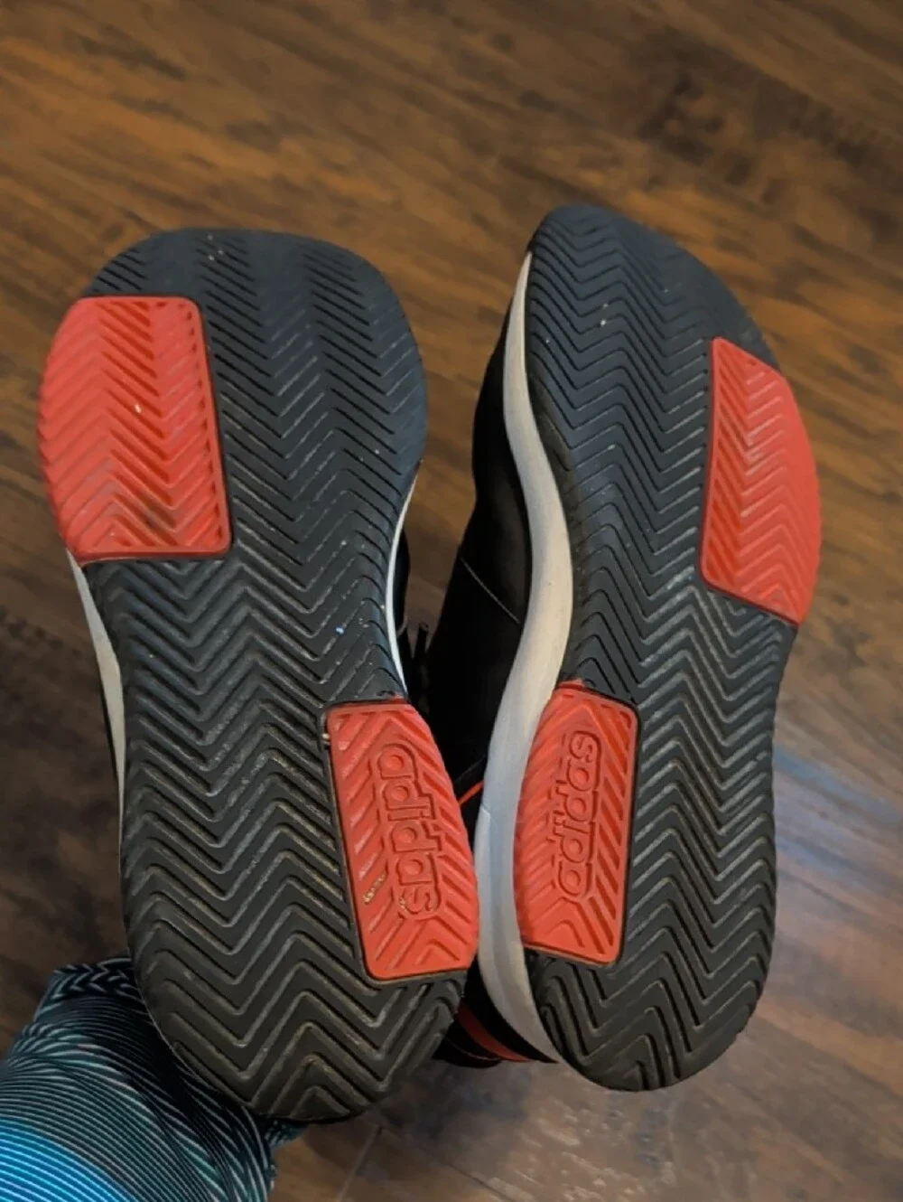 adidas Men’s Black Athletic Sneakers with Red Accents